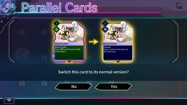 You can always return a Parallel Card to normal from the base menu, so enable or disable them as you see fit.