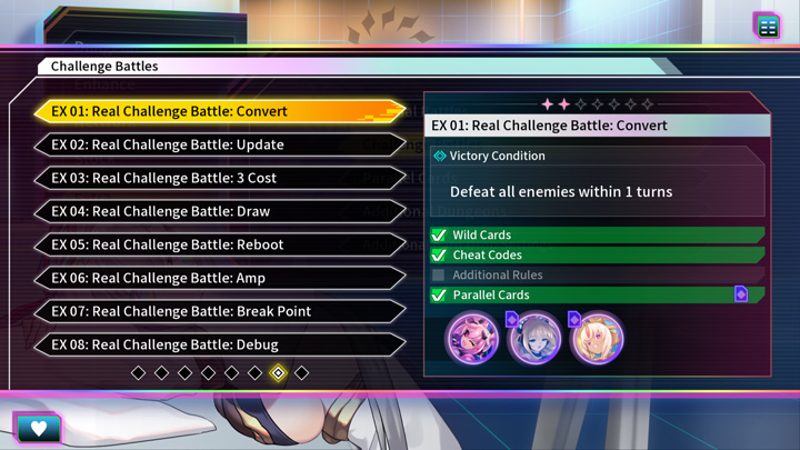 In Real Challenge Battles, you are provided with 3 Muses and need to use 3 Special Skills and Wild Cards to complete the mission.