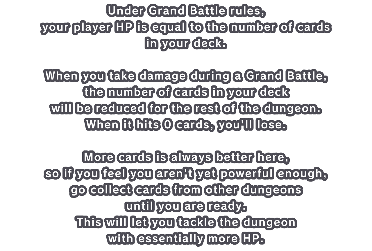 Under Grand Battle rules, your player HP is equal to the number of cards in your deck.