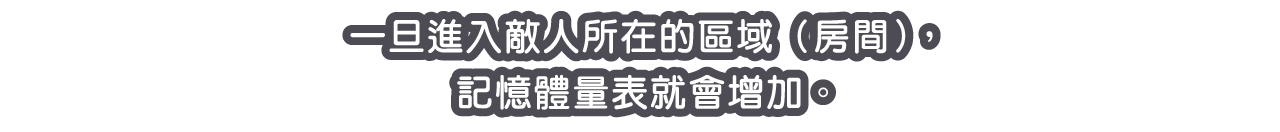 一旦進入敵人所在的區域（房間），記憶體量表就會增加。